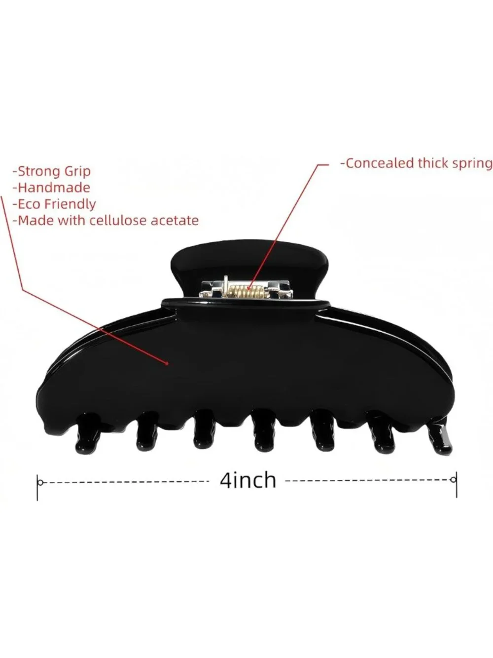 Durable 4-Inch Black Claw Hair Clips - Perfect for Fine & Thick Hair